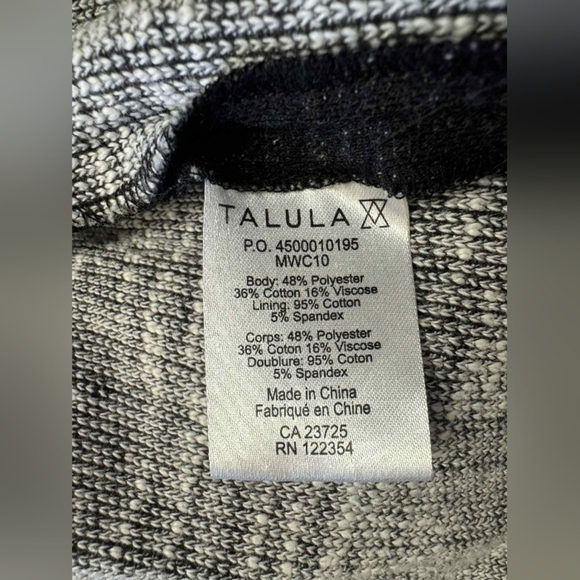 Talula Aritzia Longsleeve Dress Knit Black/White Salt And Peppered Size 6 - Picture 10 of 10